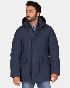 Canvas blue parka jacket - Tin Blue