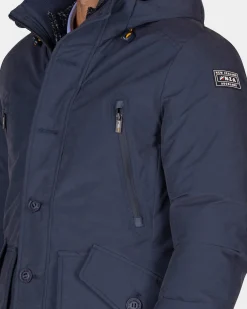 Canvas blue parka jacket - Tin Blue