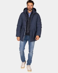 Canvas blue parka jacket - Tin Blue