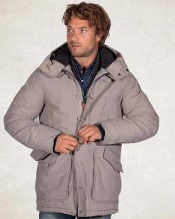 Canvas parka-jacket hooded - Tar grey