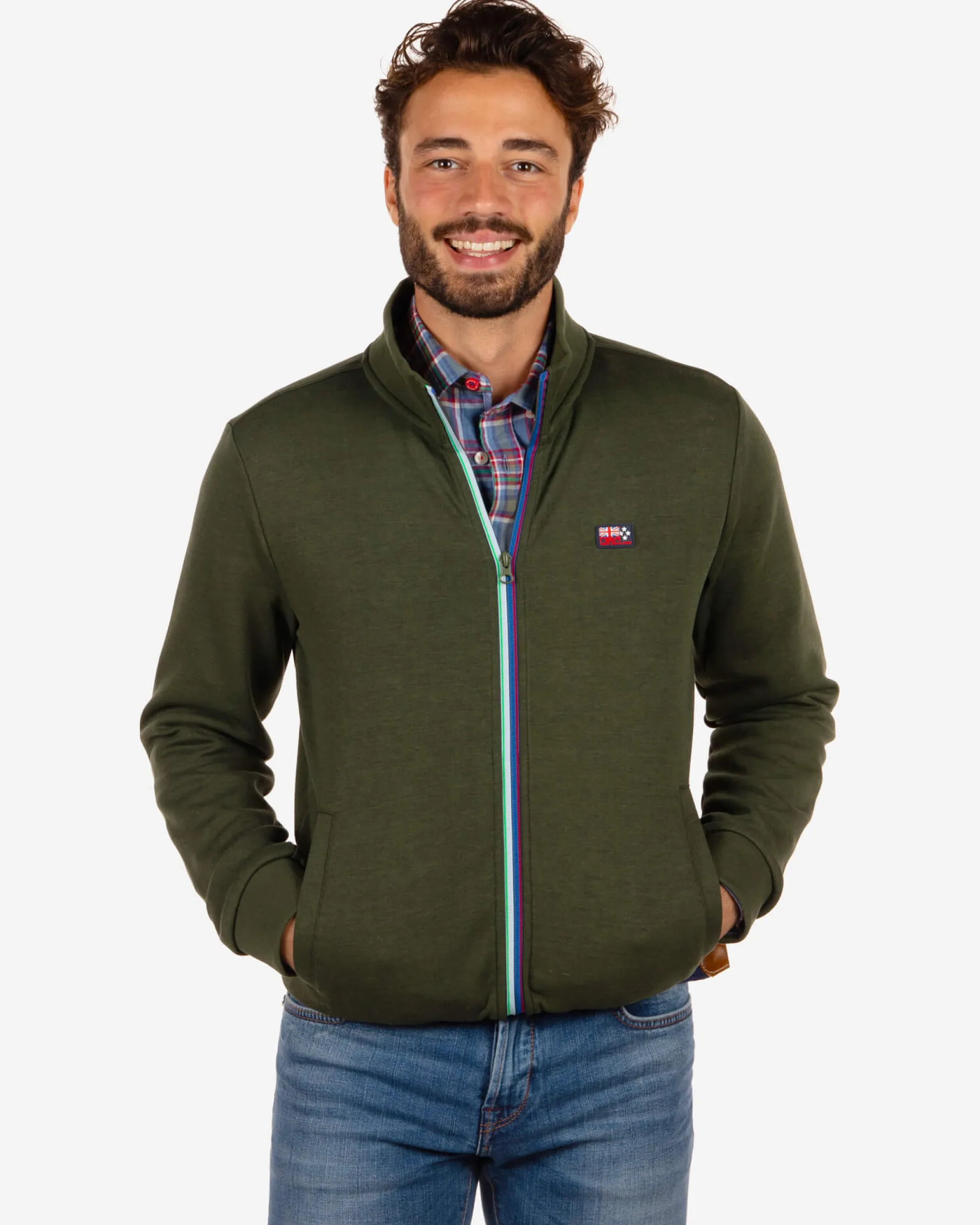 Cardigan with zipper Aramoana - Rock Green