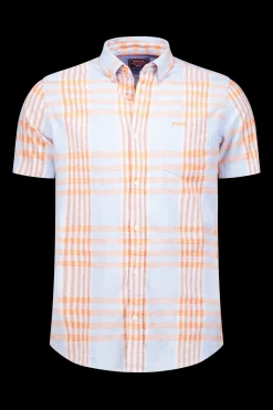 Checked blue with orange shirt - Light Sky