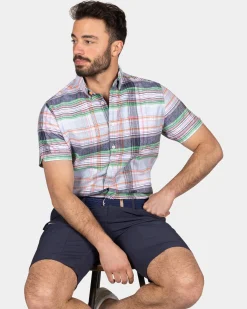 Checked shirt with short sleeves - Blue Multi Colour