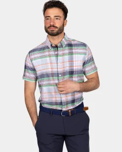 Checked shirt with short sleeves - Blue Multi Colour