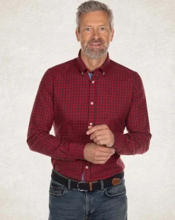 Checkered cotton flannel shirt - Carmine red