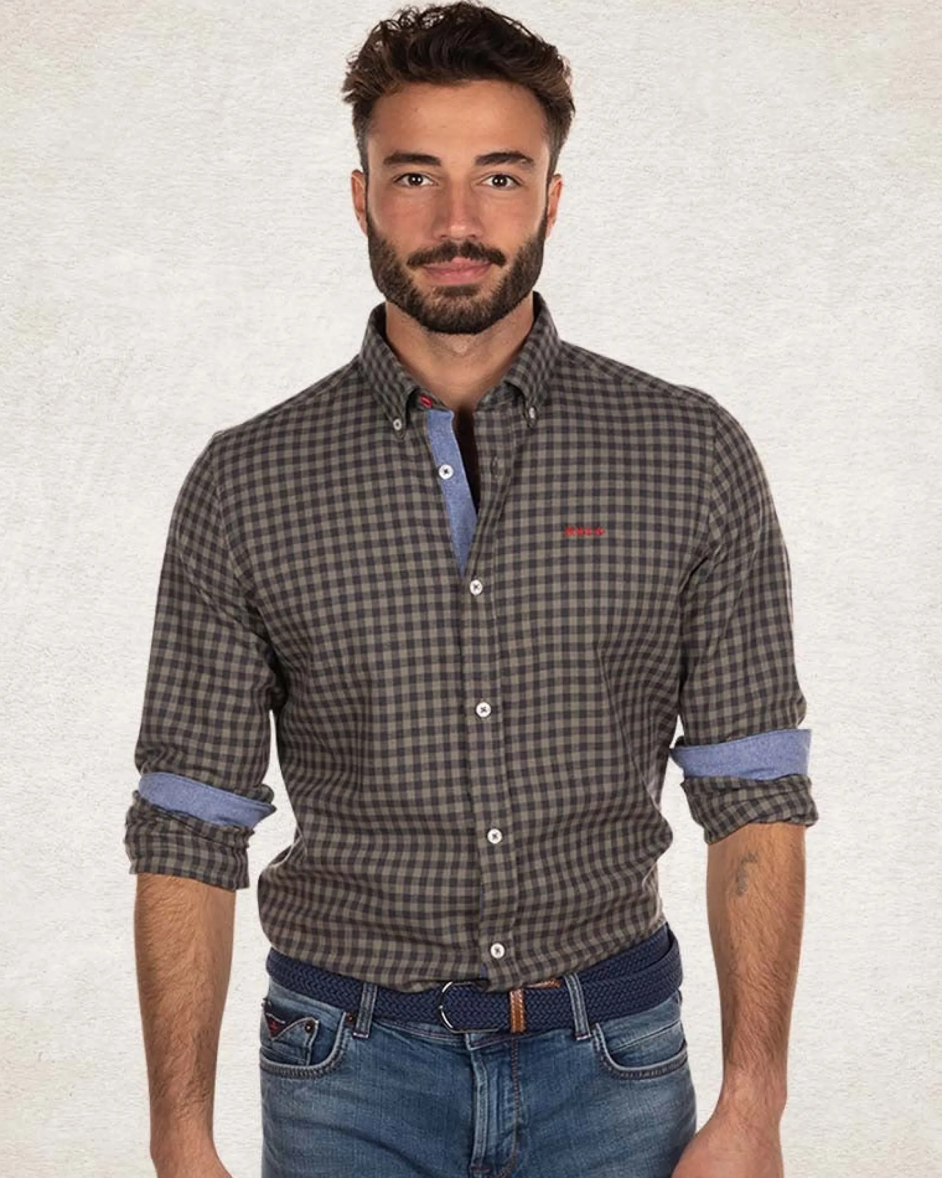 Checkered cotton flannel shirt - Army Ground