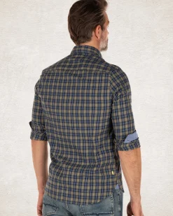 Checkered flannel shirt with green and blue