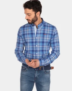 Checkered shirt blue white - Intense Cobalt