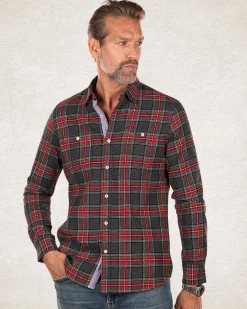 Checkered shirt grey red - Grey Melange
