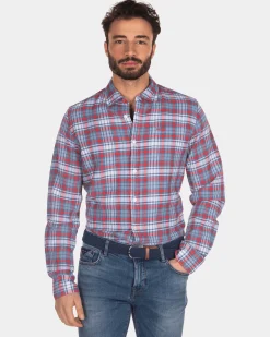 Checkered shirt red blue white - Orange Red