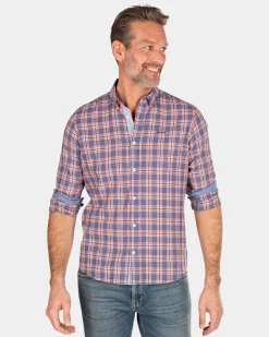 Checkered shirt with blue and pink - Dusk Navy