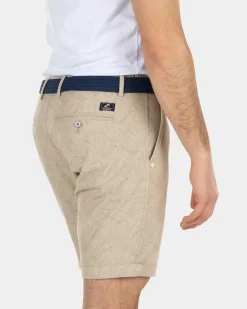 Chino shorts with leaf print - Beach Sand