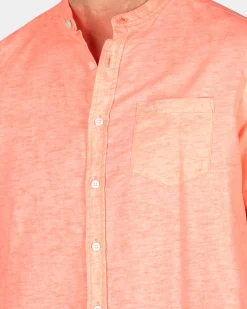 Collarless shirt with short sleeves - Fury Pink