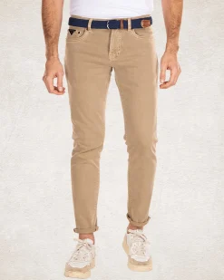 Coloured 5 pocket stretch jeans - Sand Stone