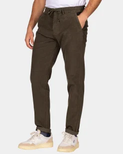 Corduroy dark green chino - Gravel Green