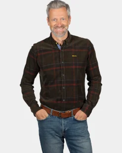 Corduroy long sleeve shirt Opouahi - Eucalyptus Green