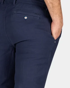 Cotton and linen trousers - Ocean Navy