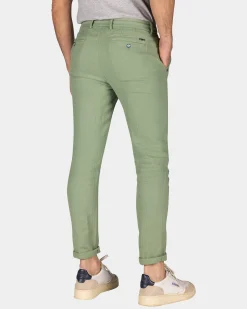 Cotton and linen trousers - Soft Olive