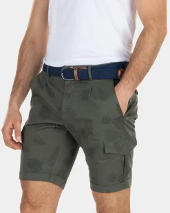 Cotton cargo shorts with flowerprint - High Summer Army