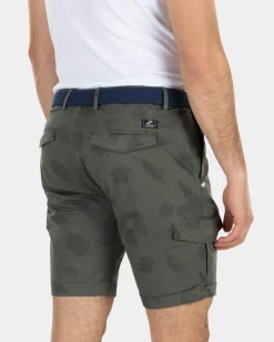 Cotton cargo shorts with flowerprint - High Summer Army
