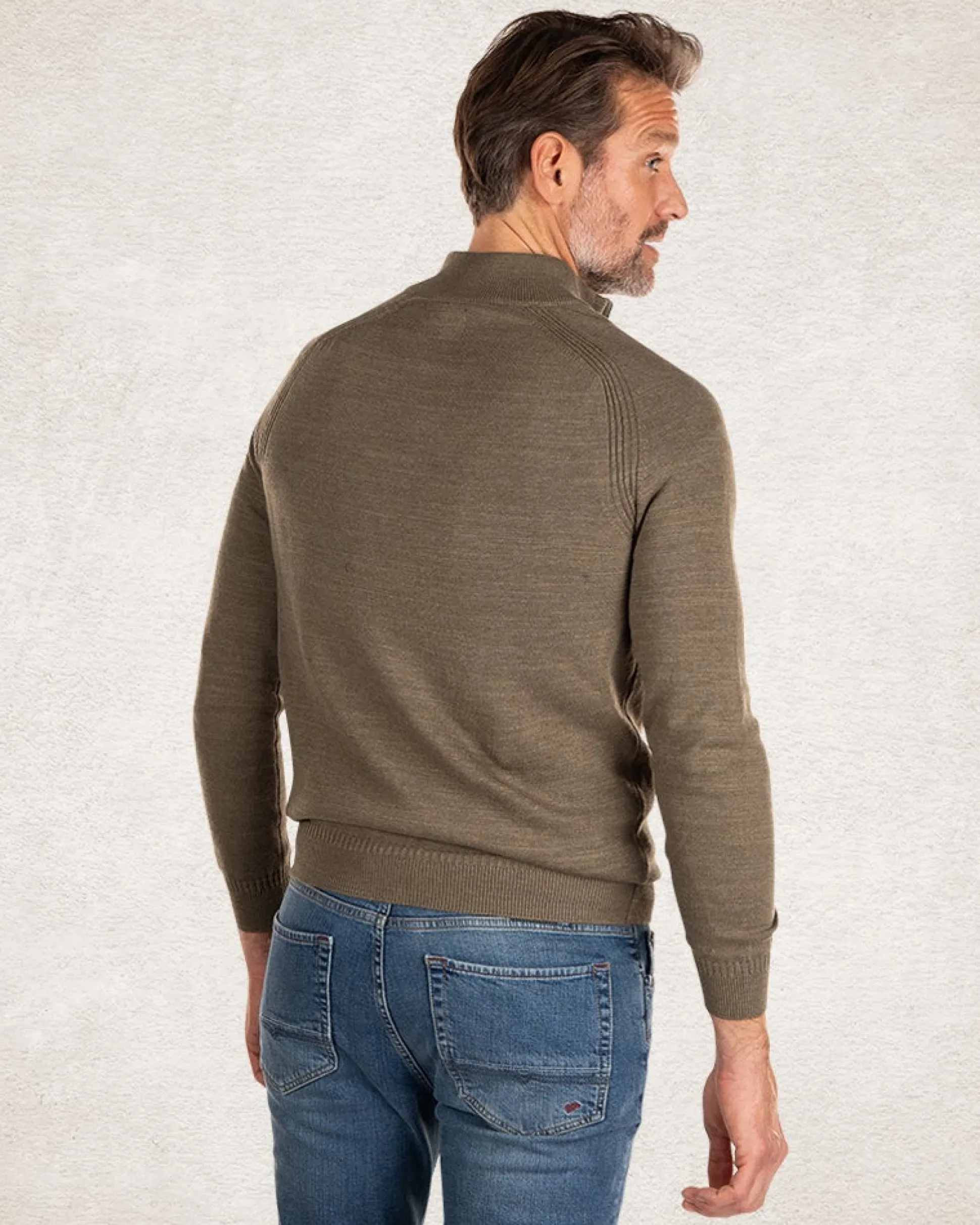 Cotton cashmere half zip pullover - Army Ground