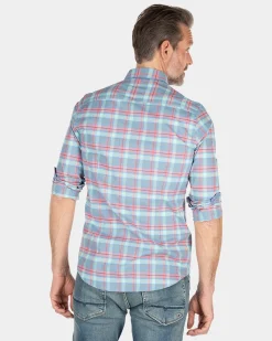 Cotton checkered shirt - Blue Multicolour