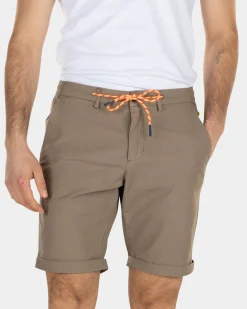 Cotton chino shorts with drawstring - Stone