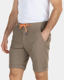 Cotton chino shorts with drawstring - Stone