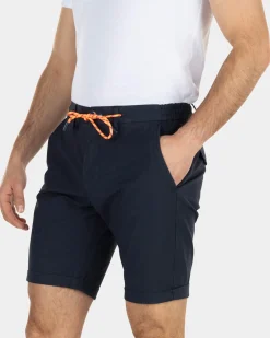 Cotton chino shorts with drawstring - High Summer Navy