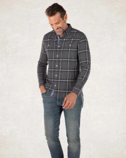 Cotton flannel shirt - Grey Melange