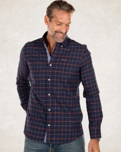Cotton flannel shirt blue and red - Blue Multicolour