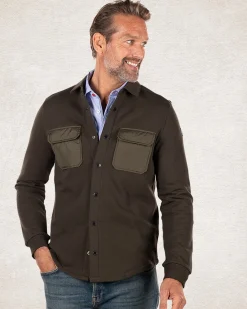 Cotton fleece sweat overshirt - Smoked Green