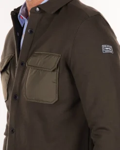 Cotton fleece sweat overshirt - Smoked Green