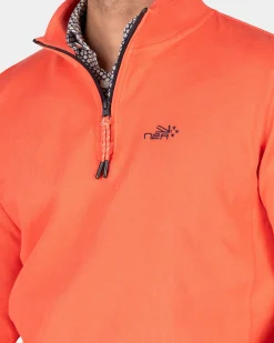 Cotton french rib half zip sweater - Red Cider