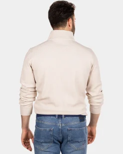 Cotton half zip sweater - Shimmering Sand