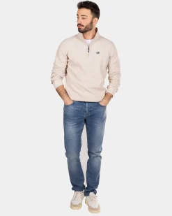 Cotton half zip sweater - Shimmering Sand