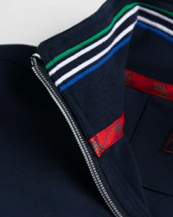 Cotton jumper with zipper Urenui - Reef Navy