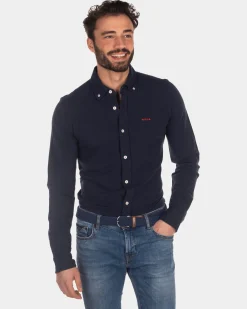 Cotton knitted shirt - Industrial Navy