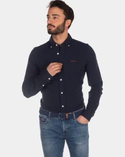 Cotton knitted shirt - Industrial Navy