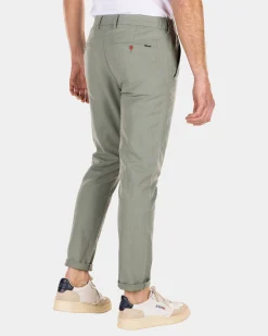 Cotton linen chino - Mellow Army