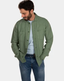 Cotton linen overshirt - Active Army