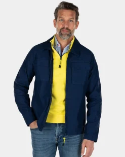 Cotton overshirt with zipper - Key Navy