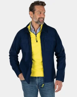 Cotton overshirt with zipper - Key Navy