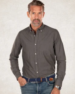 Cotton plain shirt - Smoked Green