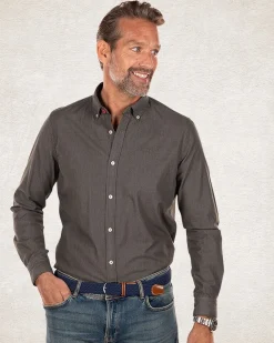 Cotton plain shirt - Smoked Green
