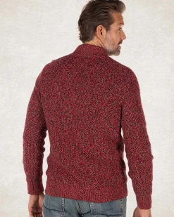 Cotton solid coloured half zip pullover - Carmine red
