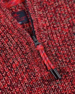 Cotton solid coloured half zip pullover - Carmine red