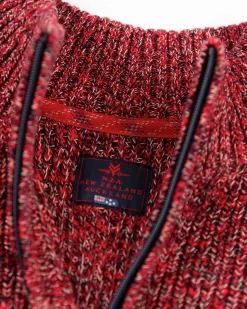 Cotton solid coloured half zip pullover - Carmine red