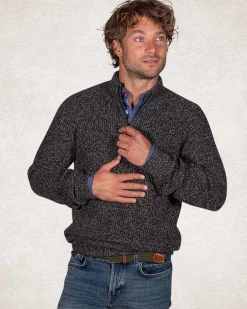 Cotton solid coloured half zip pullover - Smoked Green