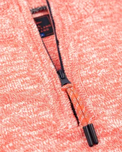 Cotton solid coloured pullover with an half zip - Red Cider